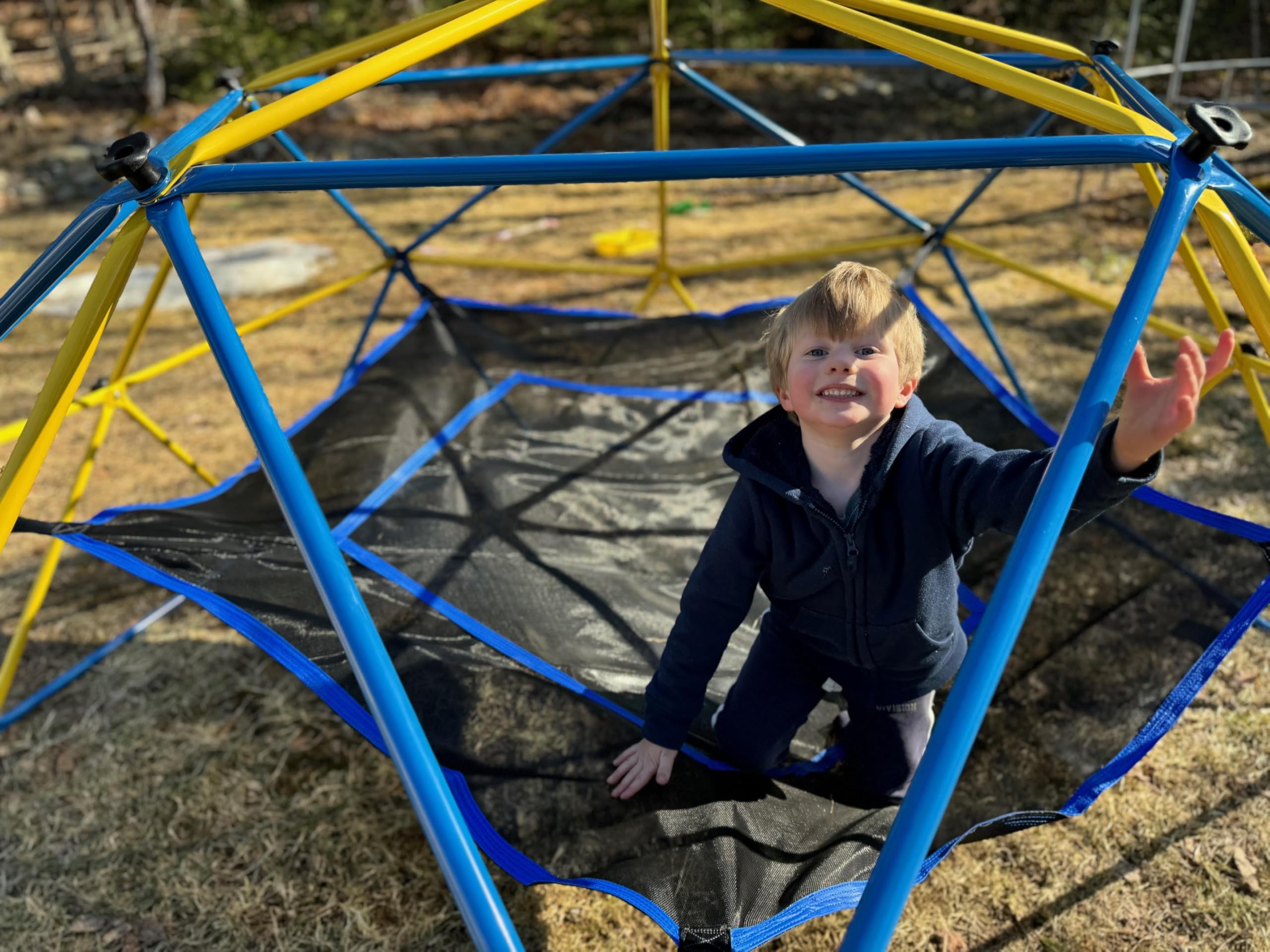Hapfan 10ft Outdoor Jungle Gym Climbing Dome with Hammock & Swing - Heavy Duty 800LBS Capacity Monkey Bars Play Set for Kids Ages 3-12 - Perfect Backyard Play Equipment for Outdoor Adventures, Birthday Gifts & Family Fun Activities