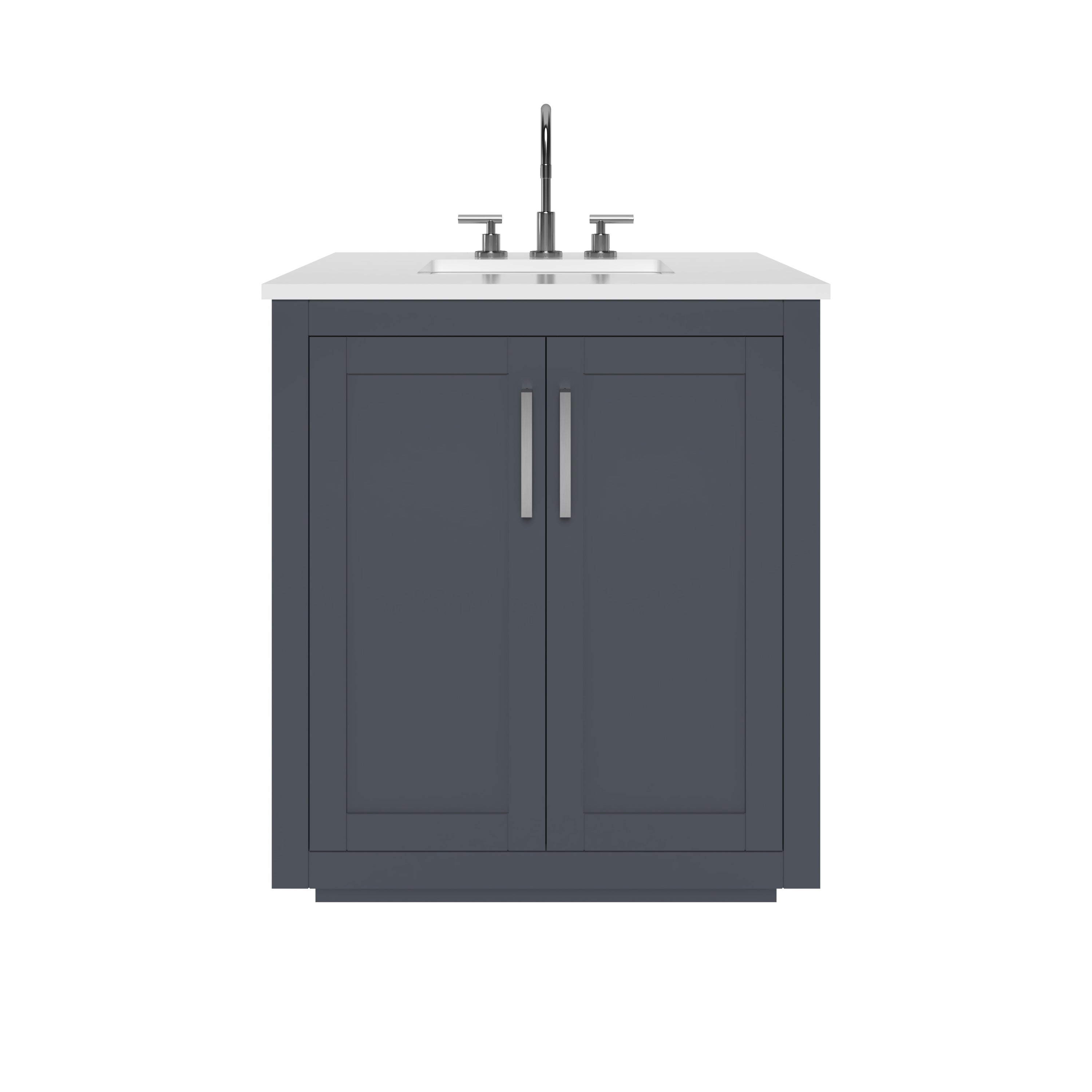 Nermé Miami 29.5 Inch Grey Bathroom Vanity Cabinet - Modern Single Sink Bathroom Storage for Small Spaces, Powder Rooms & Guest Baths
