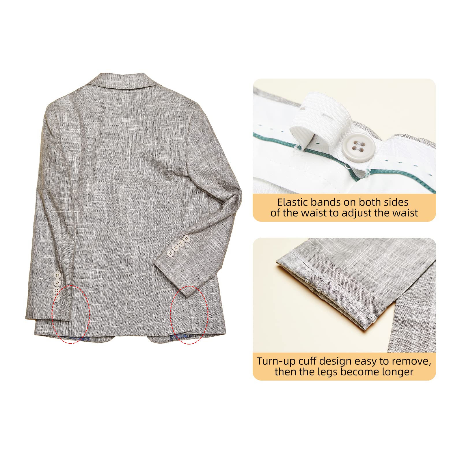 ELPA Boys Linen Suits for Summer - Breathable & Comfortable Kids Formal Wear - Perfect for Weddings, Parties & Special Occasions