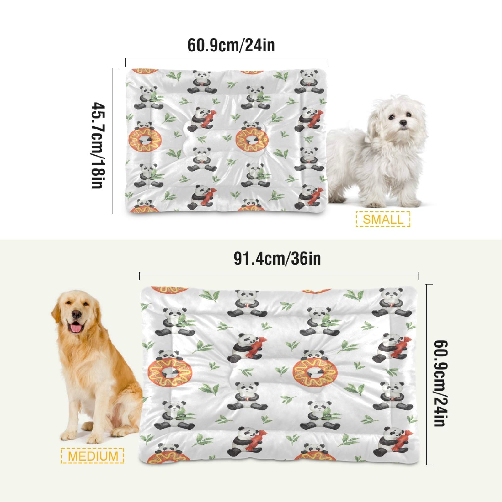 Donut Panda Dog Bed - Ultra Soft Rectangle Pet Bed for Small & Medium Dogs & Cats, 24x18 Inch - Calming Comfort Bed for Puppy, Kitten, or Pet Crate | Perfect for Bedroom, Living Room & Travel
