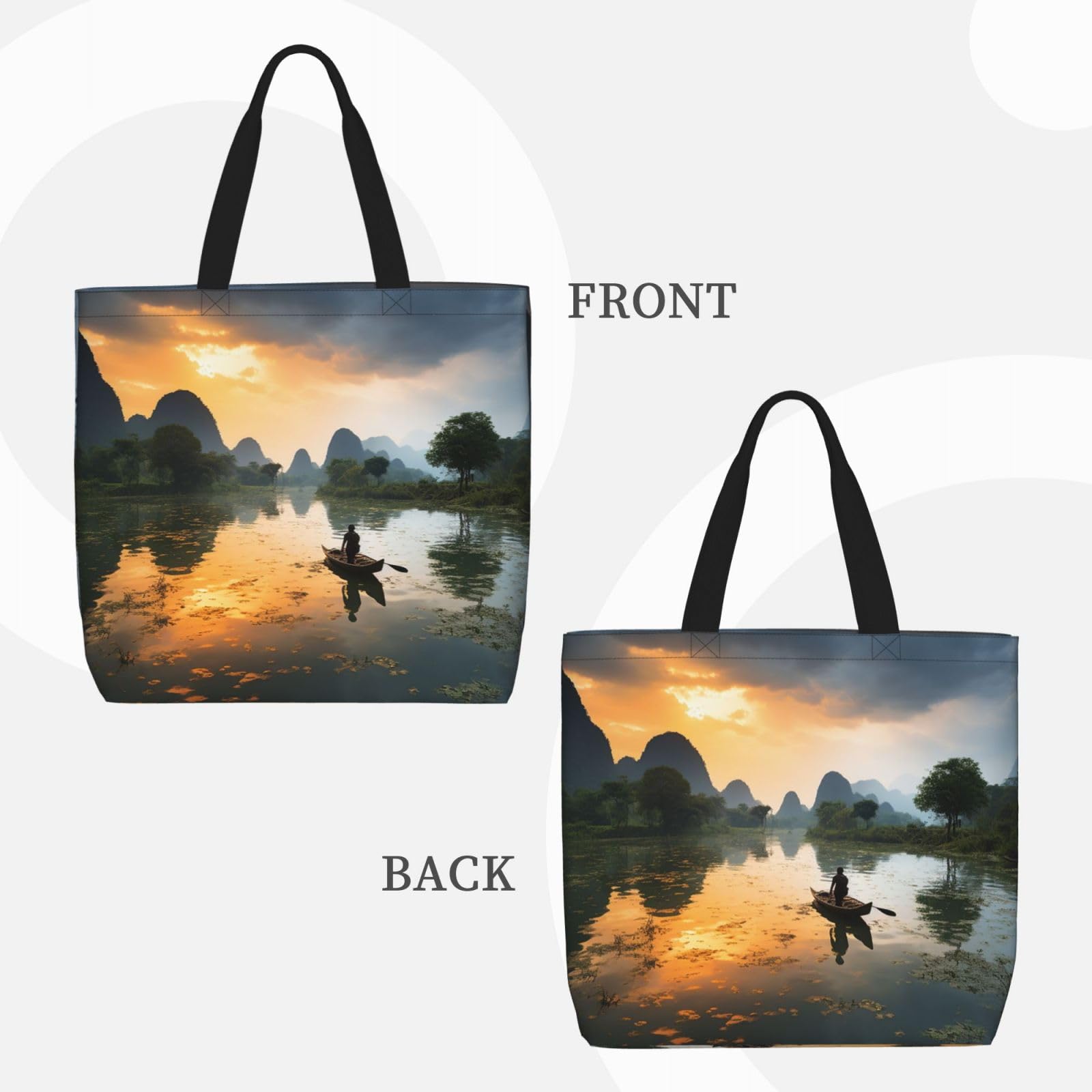 Stylish HJBNW Tote Bag for Women & Men - Large Zippered Shoulder Bag, Reusable Grocery Bag with High Capacity - Perfect for Boating, Lake Trips, Shopping & Daily Use