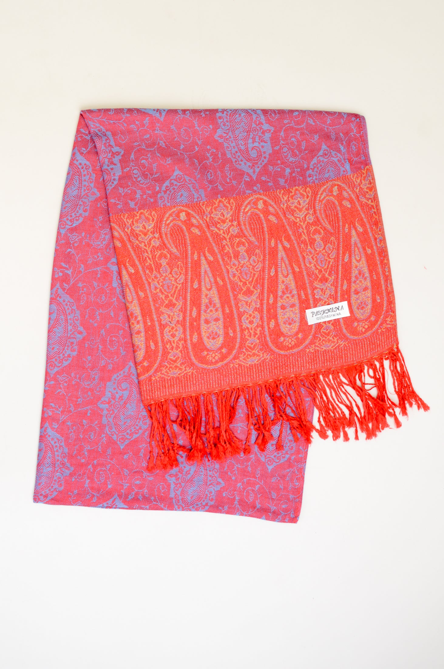 Luxury Pashmina Scarf for Women - Soft Cashmere Wool Blend Shawl Wrap - Elegant Melon Blue Color - Perfect for Winter Fashion, Office Wear & Special Occasions