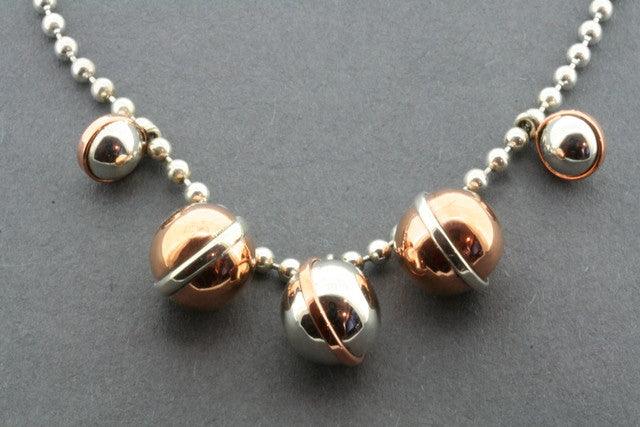5-Piece Silver & Copper Ball Necklace Set - Elegant Layered Jewelry for Women - Perfect for Everyday Wear, Parties & Gifts