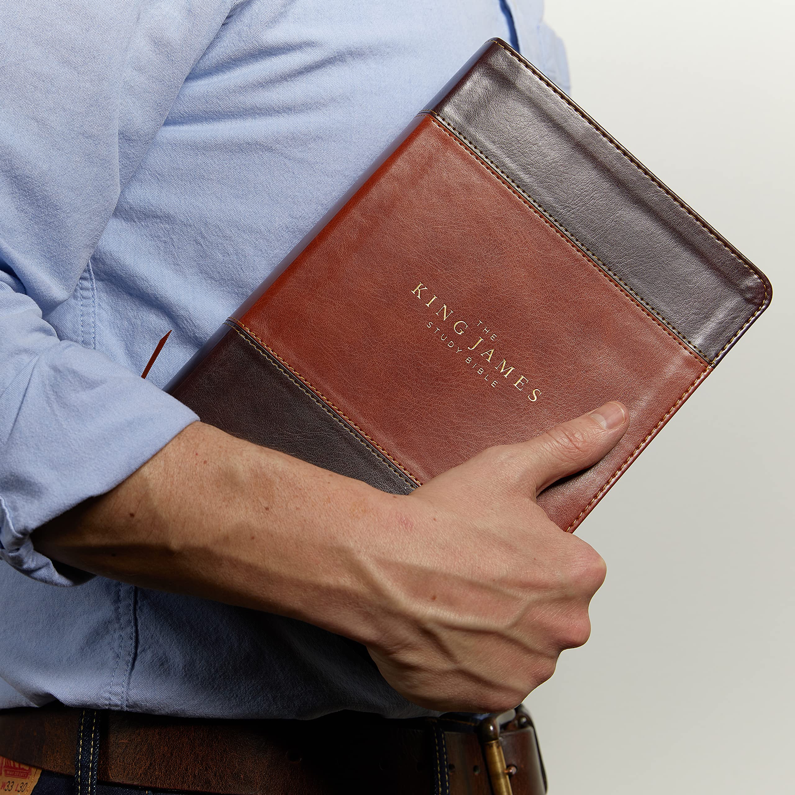 KJV Study Bible Leathersoft Brown - Thumb Indexed, Red Letter, Full-Color Edition | King James Version Holy Bible for Personal Devotion, Bible Study & Church Services
