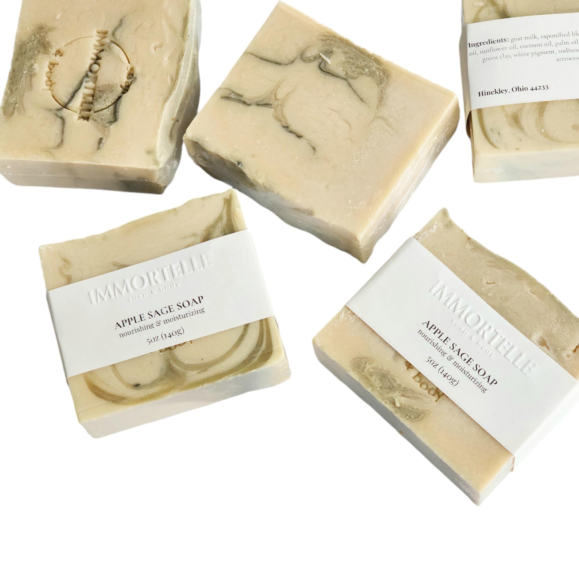 Apple Sage Handmade Goat Milk Soap Bar with French Green Clay – All Natural, Long Lasting, 5oz – Perfect for Sensitive Skin & Eco-Friendly Bathing