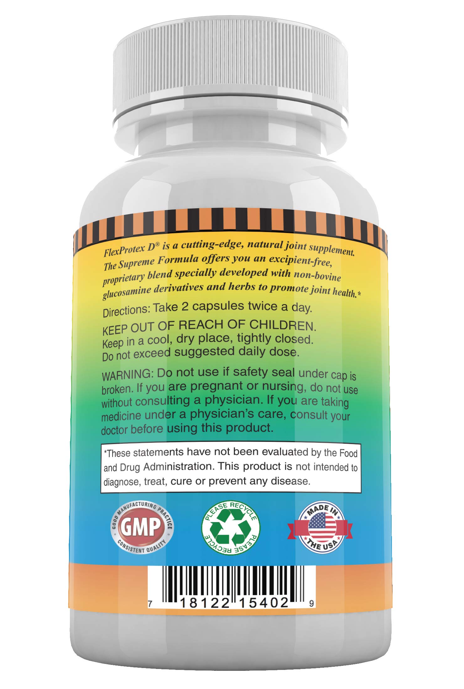 Flexprotex D Joint Muscle Bone Support Supplement with Turmeric, Glucosamine, Chondroitin, Ashwagandha, Bromelain & Yucca - 12 Bottles (1,440 Capsules) - Supports Mobility, Reduces Inflammation & Promotes Joint Health for Active Lifestyles & Aging Adults