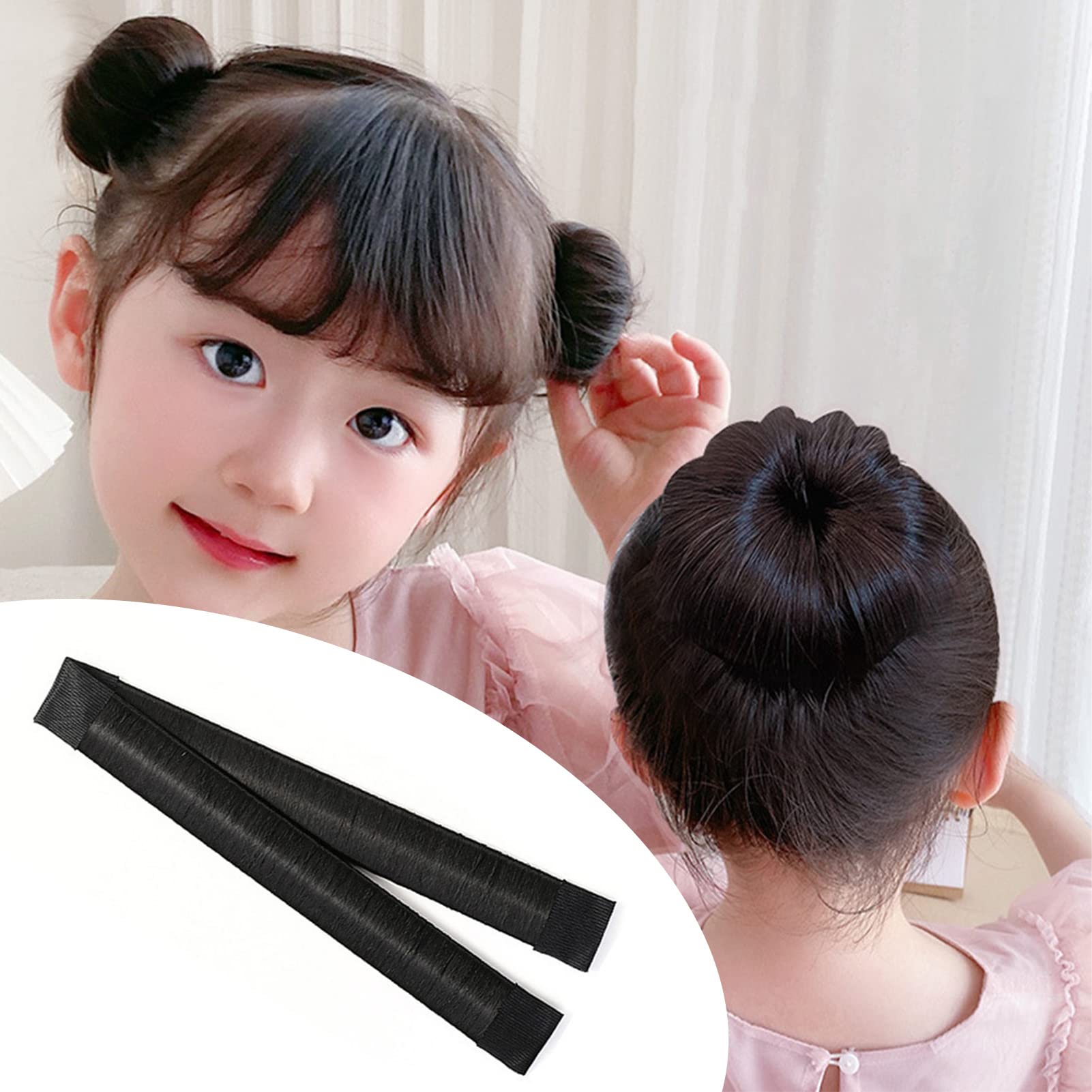 Eulbevoli Adjustable Hair Bun Maker for Women - Realistic Bun Donut, Easy-to-Use Polyester Cloth Hair Accessory (Black) | Perfect for Birthday Parties, Weddings & Everyday Styling