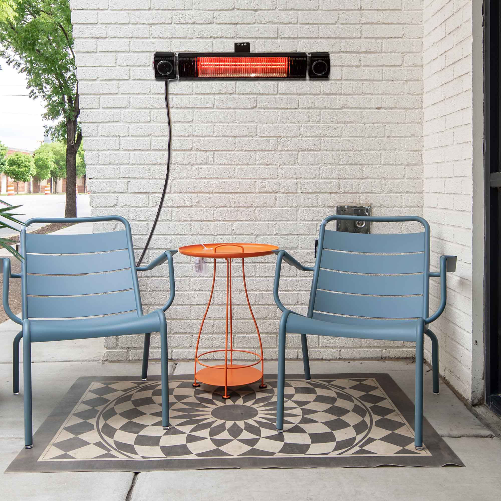 2000W Infrared Outdoor Patio Heater with Wireless Bluetooth Speakers - IPX5 Waterproof, Black (DG125) - Perfect for Backyard, Deck, Garden & Outdoor Dining Areas