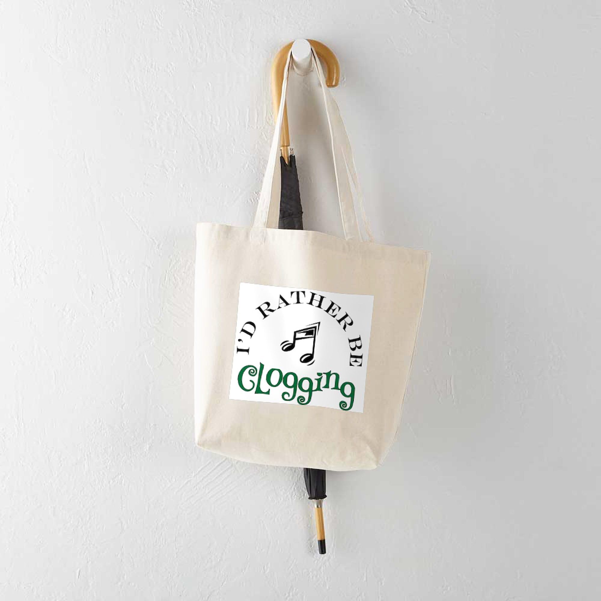 CafePress 'I'd Rather Be Clogging' Natural Canvas Reusable Shopping Tote Bag - Eco-Friendly Grocery & Beach Tote for Women