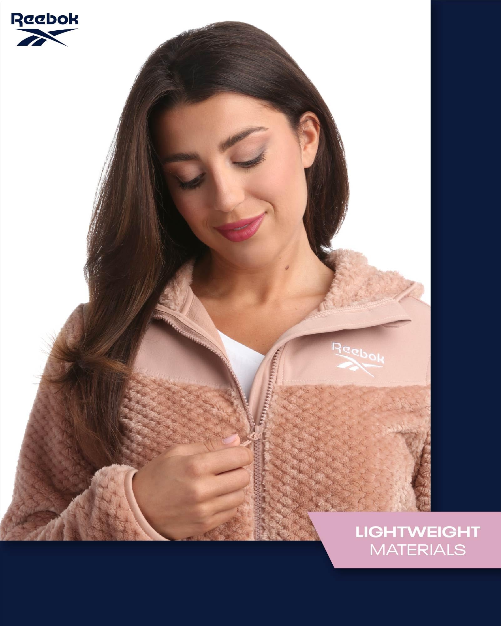 Reebok Women's Fleece Zip Up Hooded Jacket - Warm Insulated Winter Coat for Snow & Cold Weather - Cozy Outdoor Activewear (S-XL) - Perfect for Skiing, Hiking & Casual Winter Wear