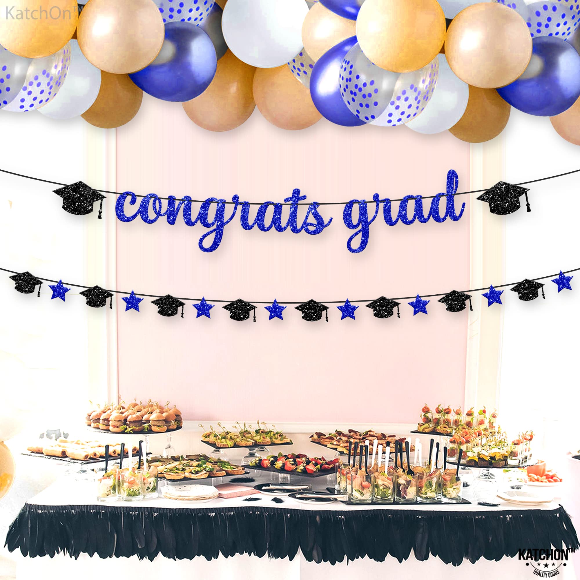 KatchOn 10ft Glitter Graduation Banner - Class of 2025 Congratulations Garland with Pre-Strung Design | Gold & Silver Graduation Party Decorations | Perfect for Graduation Ceremonies, School Events & Photo Backdrops