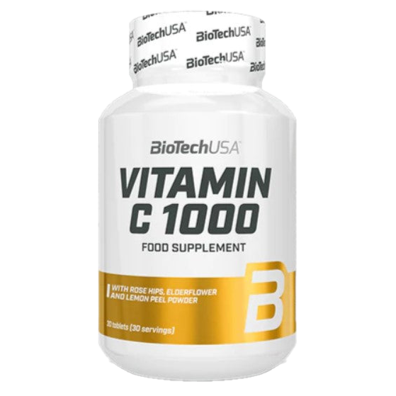 BioTechUSA Vitamin C 1000mg - 30 Tablets for Immune Support, Antioxidant Boost & Skin Health | Daily Supplement for Adults & Kids | Perfect for Cold Season & Travel