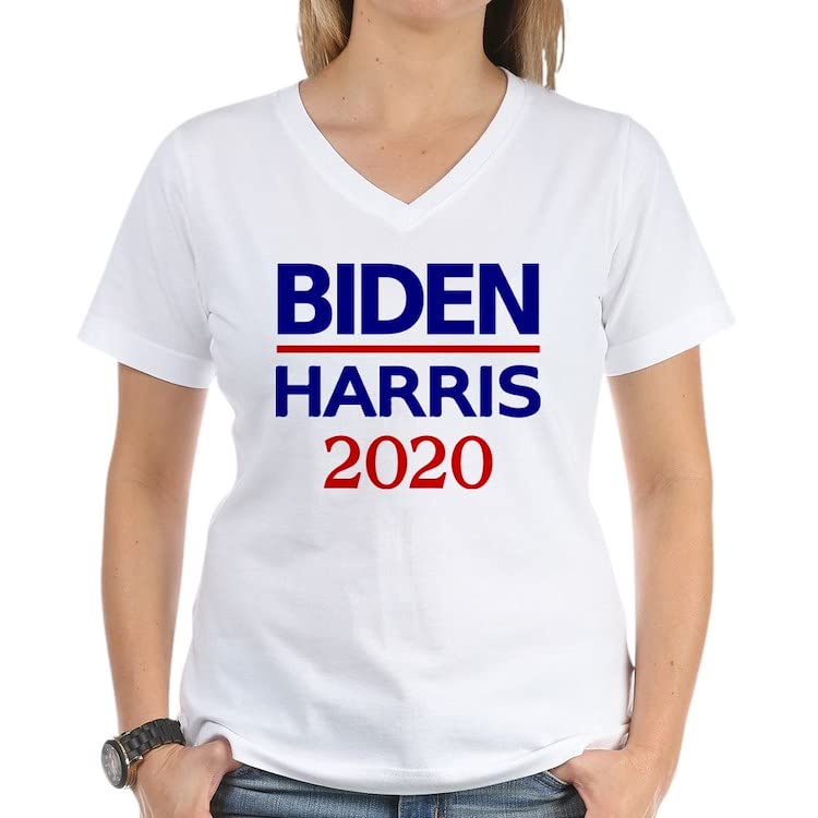 Biden Harris Women's V-Neck Cotton T-Shirt | Political Campaign Tee | Comfortable Casual Wear for Elections & Democratic Events