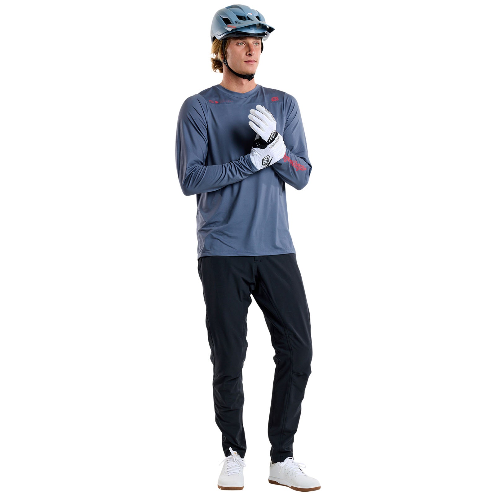 Skyline Long Sleeve Jersey Mono Steel Blue - Men's Cycling & Outdoor Sports Shirt for Biking, Running & Active Lifestyle