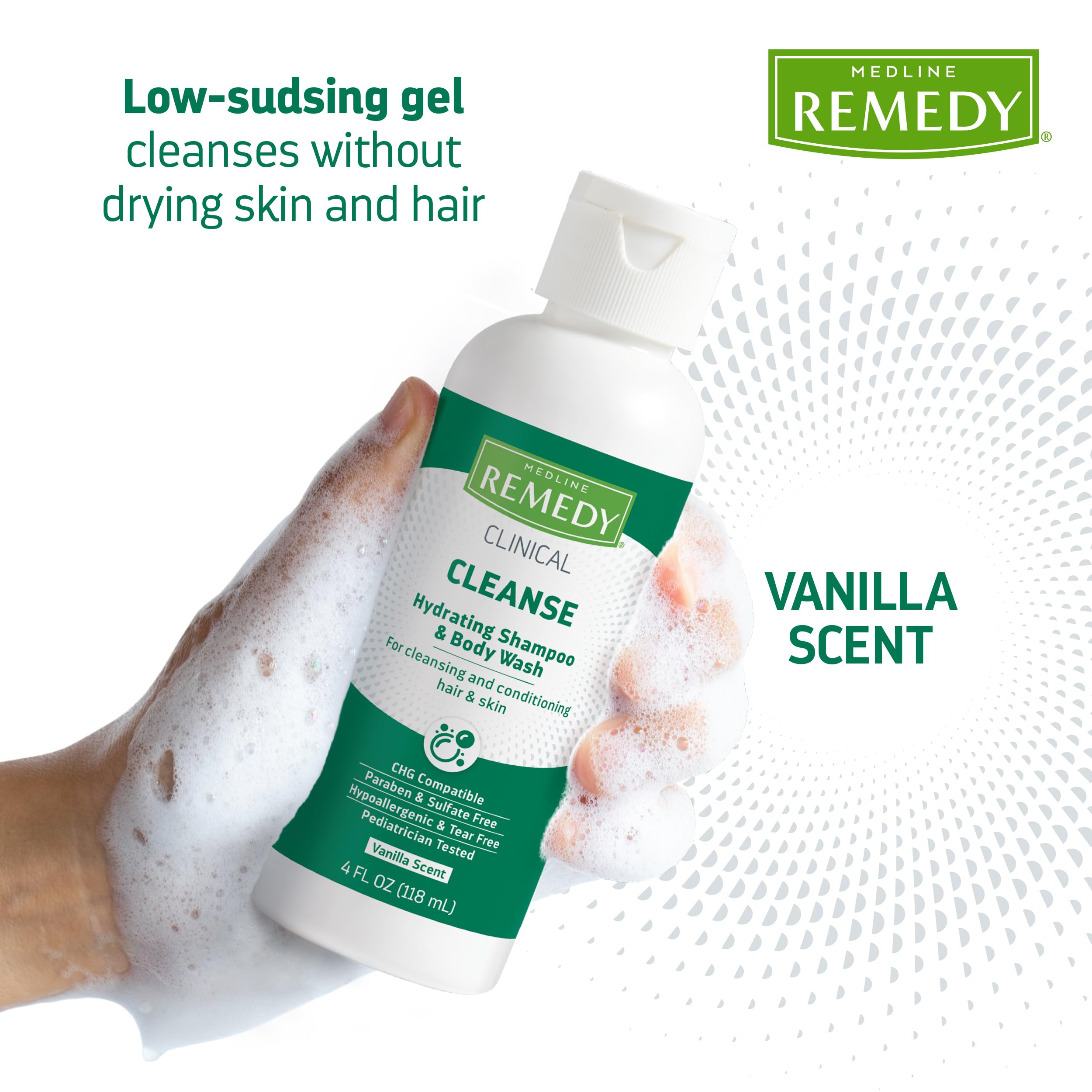 Medline Remedy Clinical Shampoo & Body Wash - Gentle Cleansing Formula for Sensitive Skin (4 oz, Pack of 48) | Moisturizing & Soothing | Ideal for Hospitals, Nursing Homes & Home Care Use