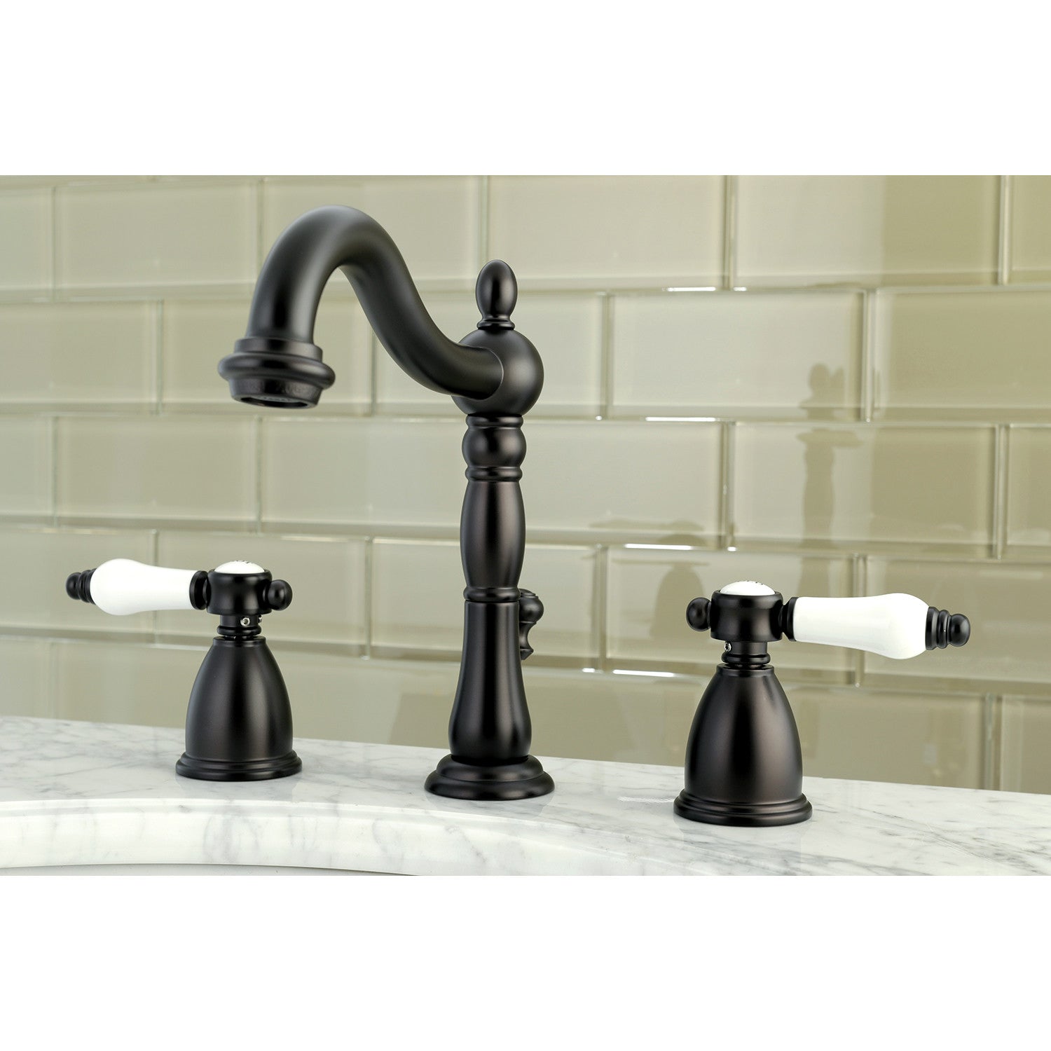Bel Air KB1975BPL Oil Rubbed Bronze Widespread Bathroom Faucet - 2 Handle 3 Hole Deck Mount with Pop Up Drain - Perfect for Modern Bathroom Vanities and Powder Rooms