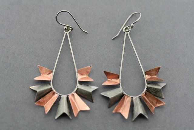 Oxidized & Rose Gold Plated Flag Hoop Earrings - Trendy Boho Jewelry for Women, Perfect for Parties, Weddings & Everyday Wear