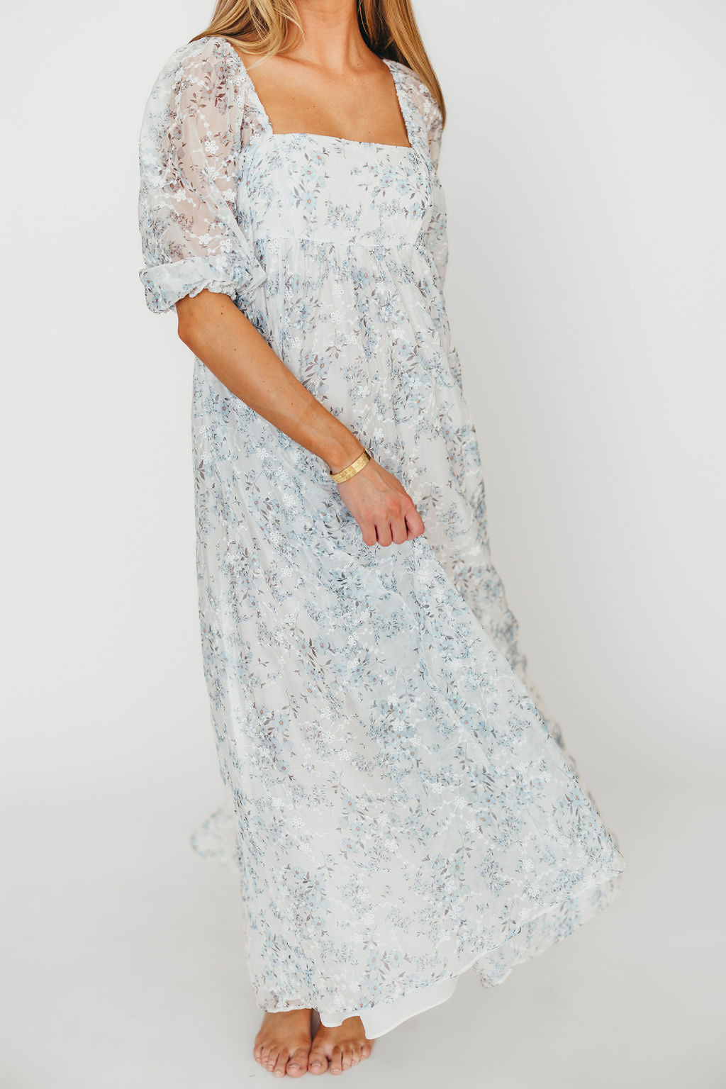 Blue and White Smocked Maxi Dress for Women - Bump Friendly Maternity & Inclusive Sizing (S-3XL) | Perfect for Beach Vacations, Summer Weddings & Casual Outings