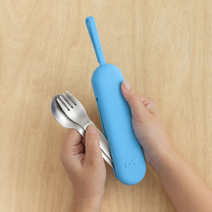 Omiebox Up Stainless Steel Kids Cutlery Set with Pod - BPA-Free, Durable & Eco-Friendly Utensils for Toddlers | Perfect for School Lunches, Picnics & Travel