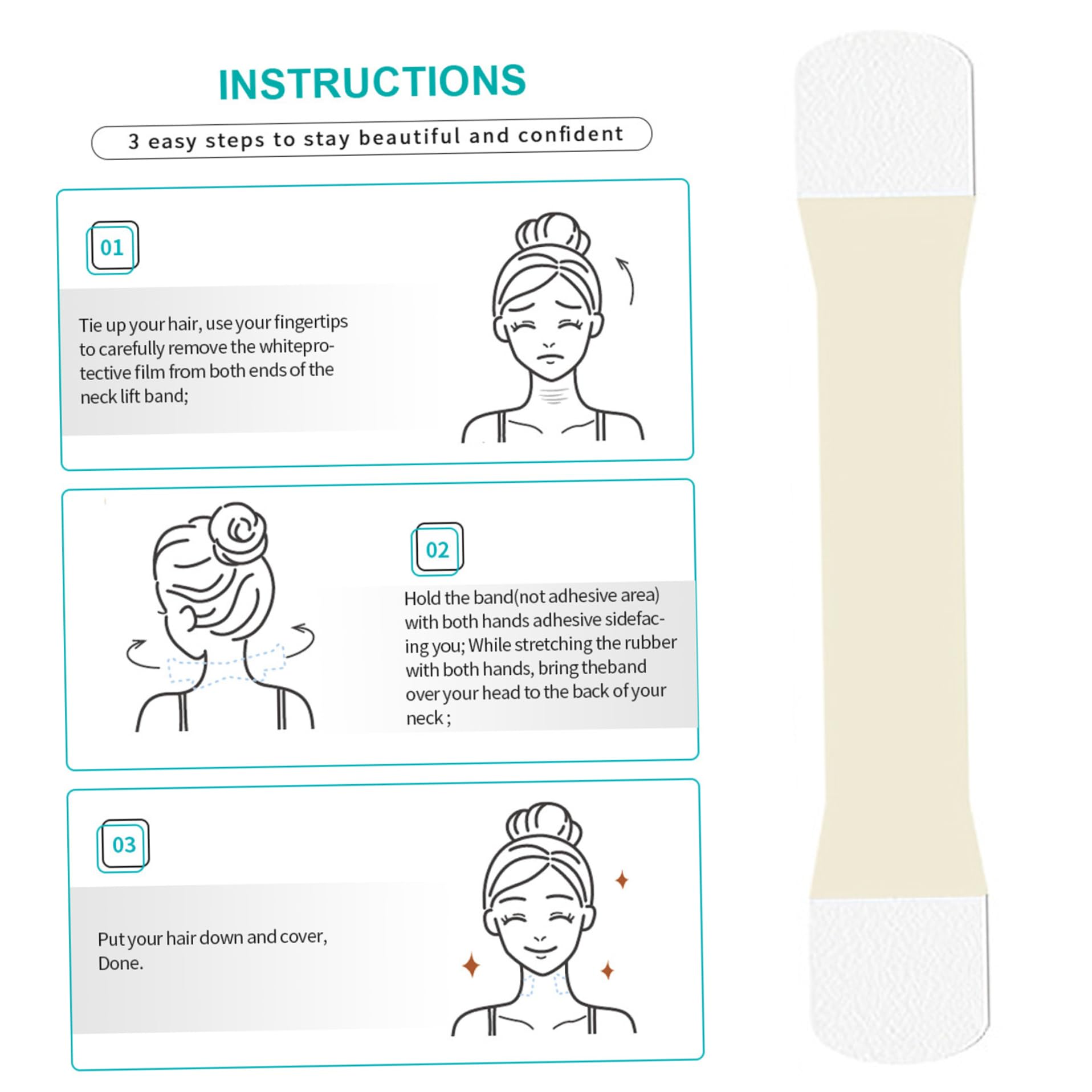 Anti-Wrinkle Neck Lift Tape - 4Pcs Invisible Neck Firming Tape with 20 Replacement Pads | Strong Adhesive Face Lifting Bands for Neck Tightening & Wrinkle Reduction | Perfect for Daily Use, Special Events & Skincare Routine