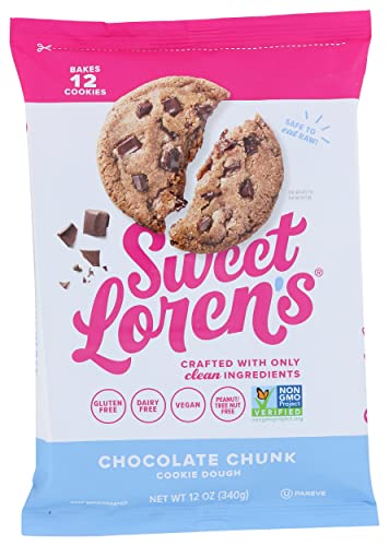 Sweet Loren's Chocolate Chunk Cookie Dough - 12 oz (340g) Ready to Bake, Vegan & Gluten-Free Cookie Dough for Easy Homemade Cookies - Perfect for Parties, Gifts & Family Baking Time