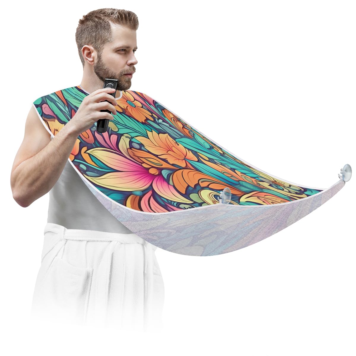 Bohemian Beard Shaving Bib for Men - Waterproof Hair Dye & Makeup Apron, Barber Cape for Haircut & Beard Trimming - Perfect Sink Hair Catcher & Styling Tool for Salon & Home Use