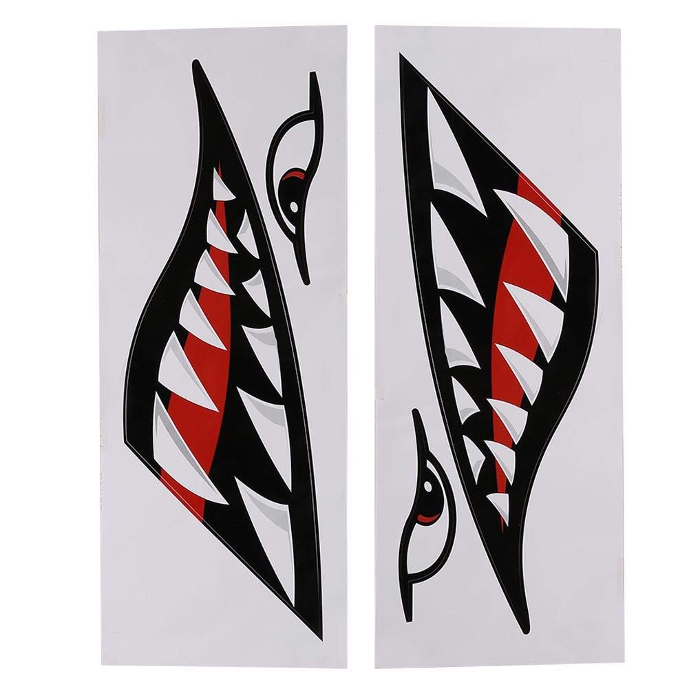Funny 2PCS Teeth Stickers - DIY Waterproof Vinyl Decals for Cars & Boats | Removable Vehicle Decor for Halloween & Prank Parties