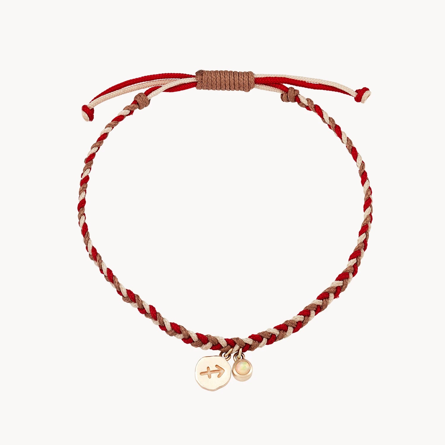 10K Yellow Gold Sagittarius Zodiac Fire Element Opal Cord Bracelet - Perfect for Birthdays, Gifts & Spiritual Jewelry Lovers