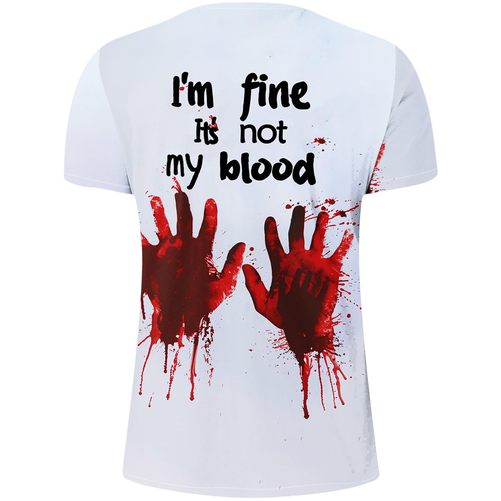 Funny Halloween Graphic T-Shirt for Men - 'I'm Fine It's Not My Blood' Novelty Short Sleeve Tee | Perfect for Costume Parties, Horror Movie Nights & Halloween Events