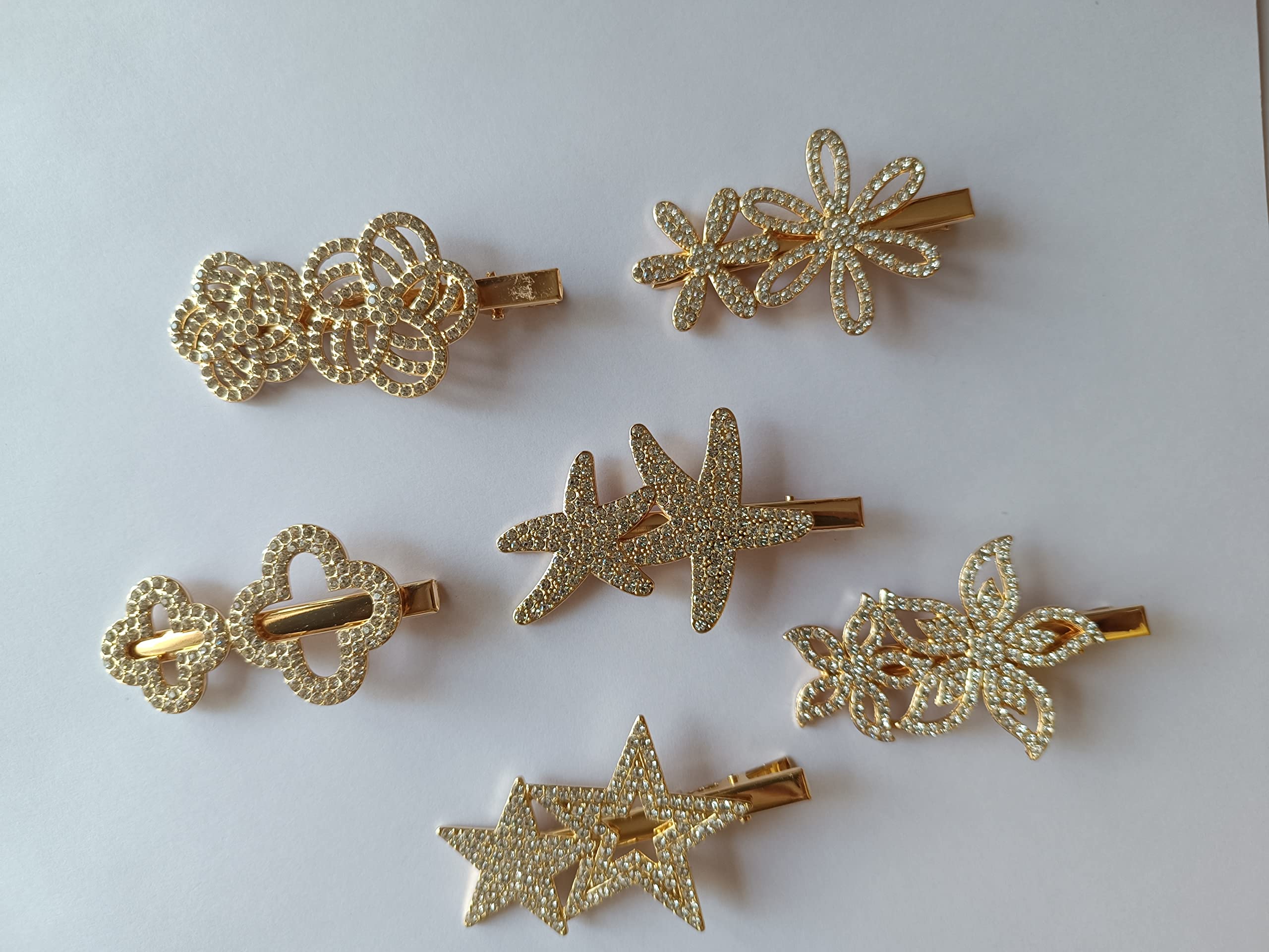 6Pcs Crystal Pearl Letter Hair Clips for Girls - Multicolor Hair Accessories for School, Party, and Everyday Wear