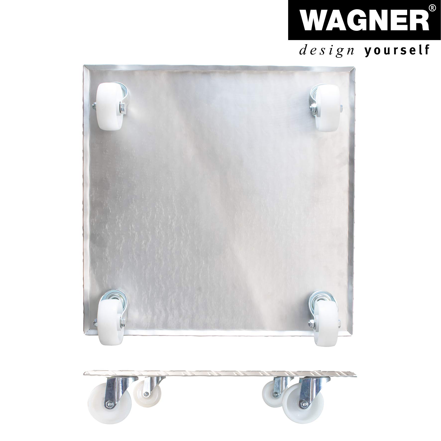 Wagner Plant Caddy Alaska - 17.72 x 17.72 x 3.74 Inch Heavy Duty Aluminum Plant Stand - 330 lbs Capacity Indoor/Outdoor Flower Pot Holder - Silver Made in Germany (Model 64-1390) - Perfect for Patio, Garden, Balcony & Home Decor