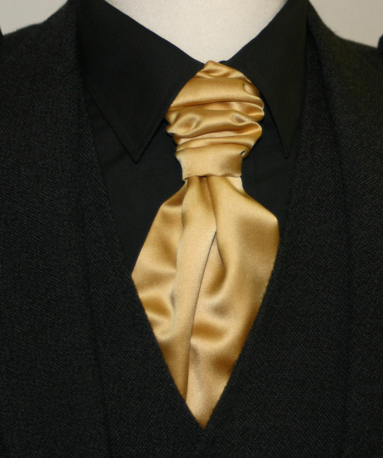 Luxury Gold Ruche Cravat Necktie for Men - Elegant Formal Wedding & Business Attire Accessories - Perfect for Special Occasions, Prom, Gala Events