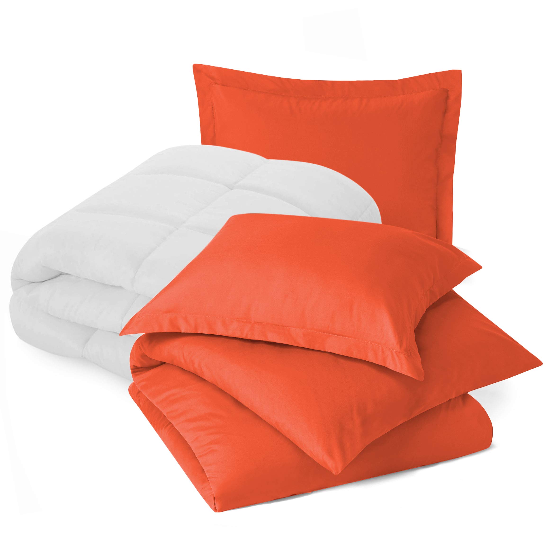 Premium King Size Bedding Set - Soft Microfiber Comforter Set with Duvet Cover & 2 Pillow Shams | Orange Luxury Bedding for Master Bedroom | Perfect for Home Decor & Guest Room Upgrade