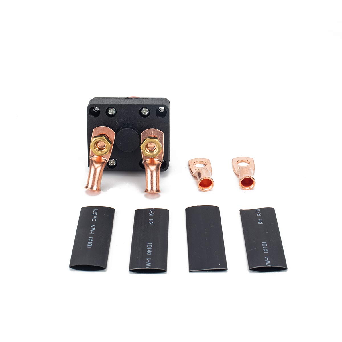 300A Battery Disconnect Switch with Heat Shrink Tubing & Copper Terminals - Complete Kit for Car, Boat, Truck, ATV, RV - Perfect for Emergency Power Cutoff & Vehicle Maintenance