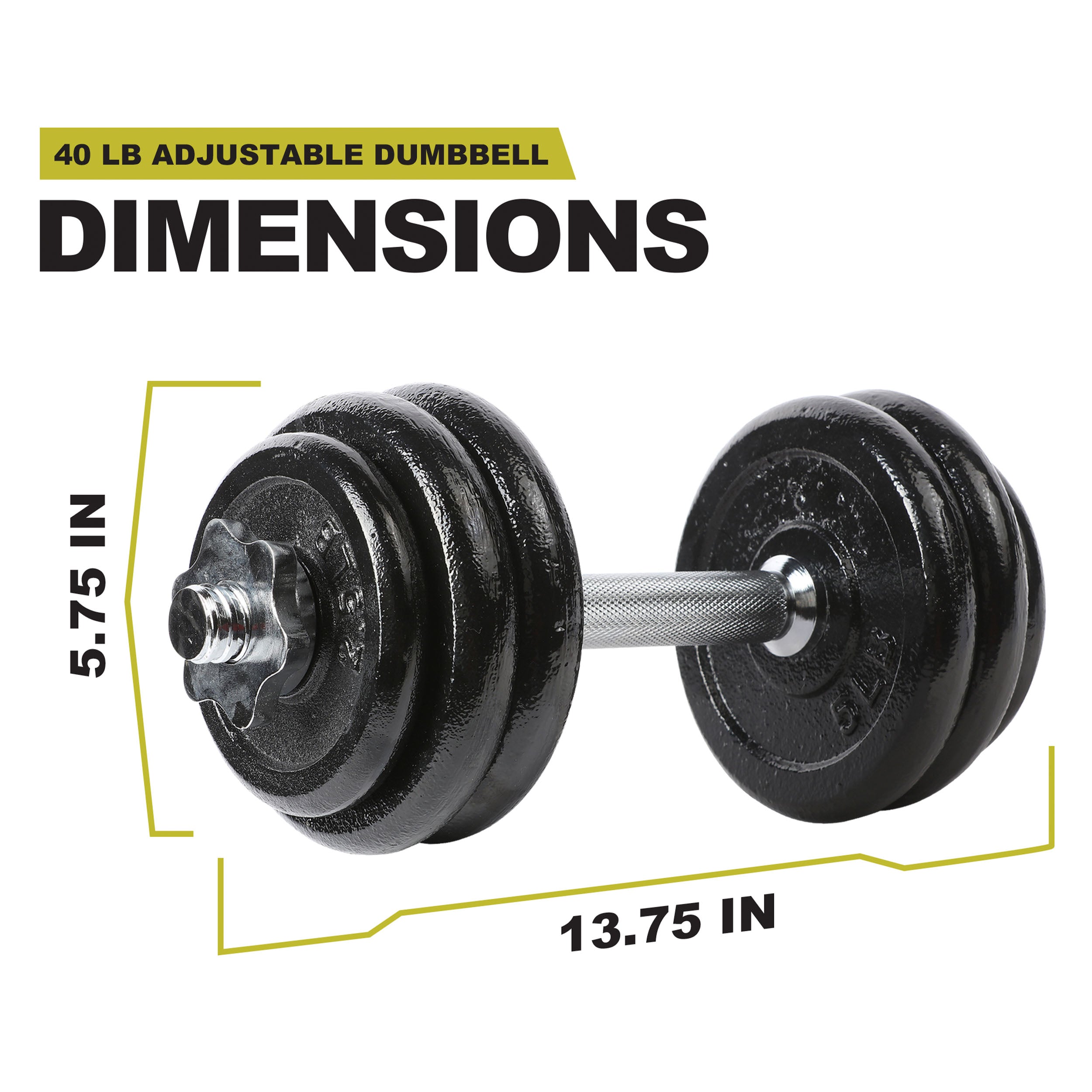 PRCTZ 40lb Adjustable Cast Iron Dumbbell Set with Anti-Roll Design - Home Gym Strength Training Equipment for Weight Lifting, Muscle Building & Fitness Workouts