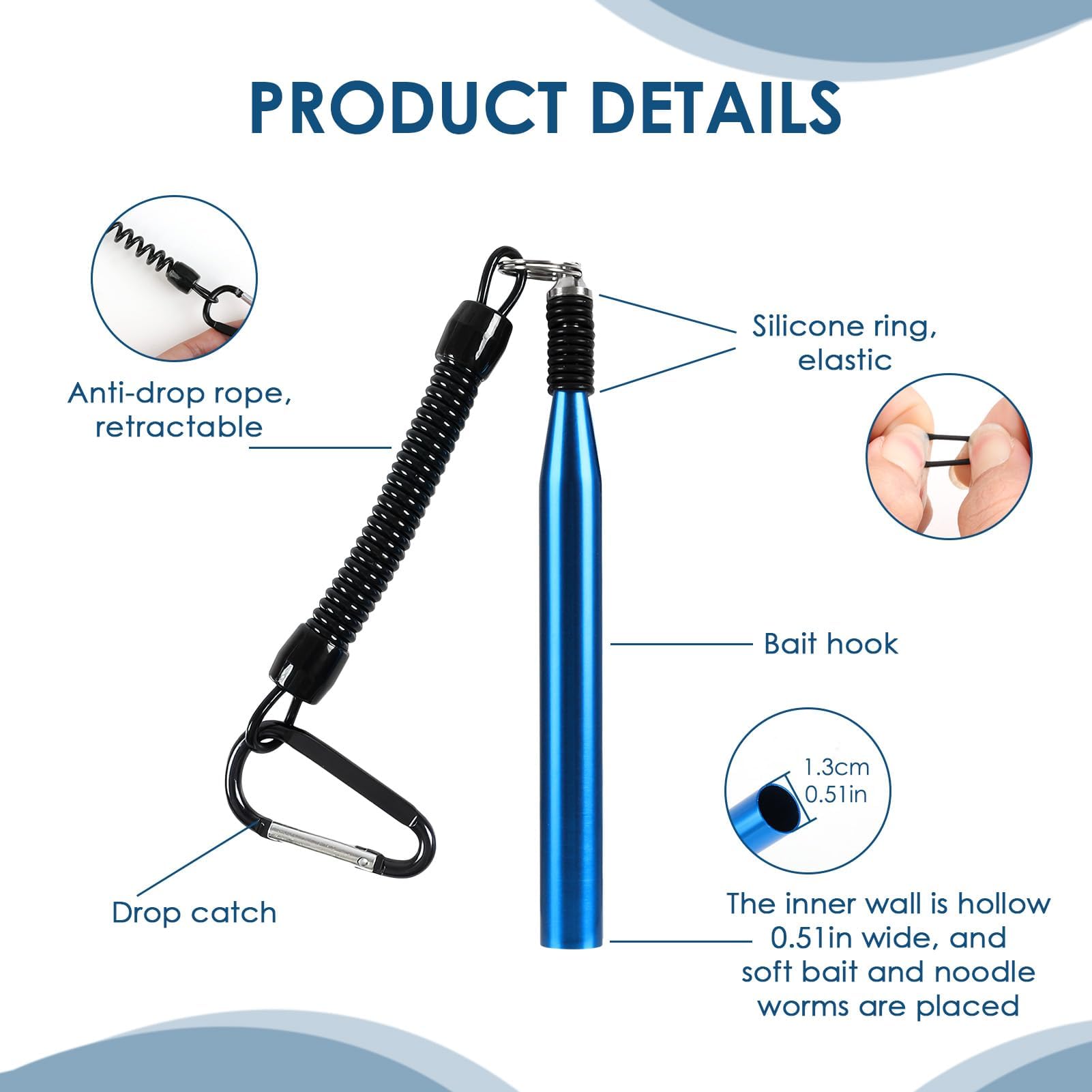 **Wacky Rig Tool with 300 O-Rings Kit – Senko Finesse Worm Rigging Tool for Bass Fishing | Easy Installation, Portable Fishing Gear with Keychain Lanyard | Perfect for Bait Casting & Freshwater Fishing (Blue)**