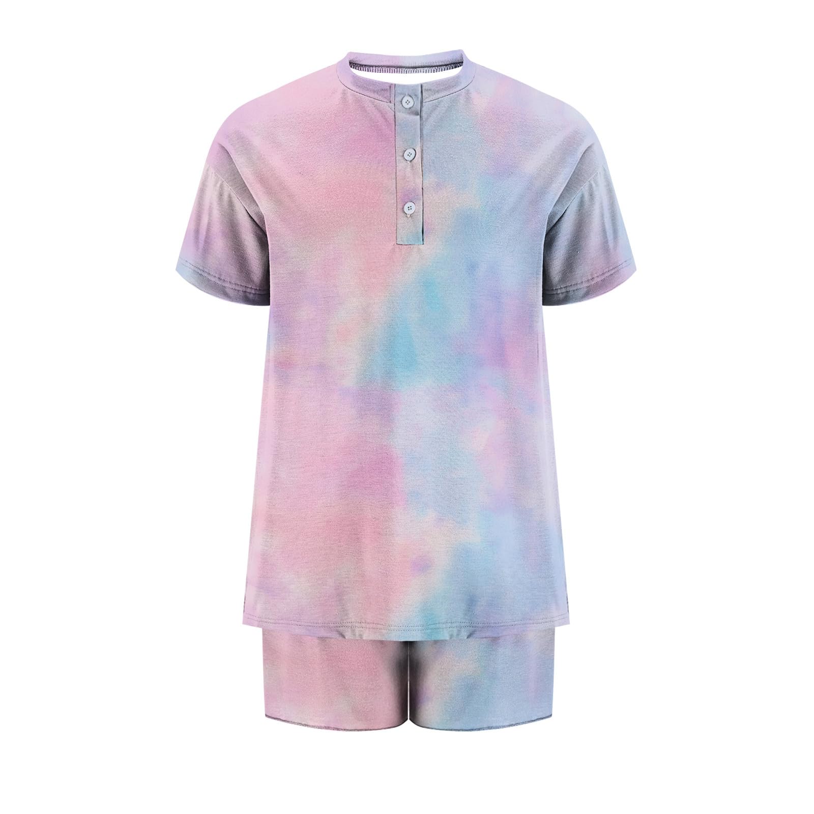 Women's 2-Piece Lounge Set - Soft Button-Up Short Sleeve Top & Drawstring Shorts | Comfy Sleepwear & Loungewear for Relaxing at Home, Travel & Vacation