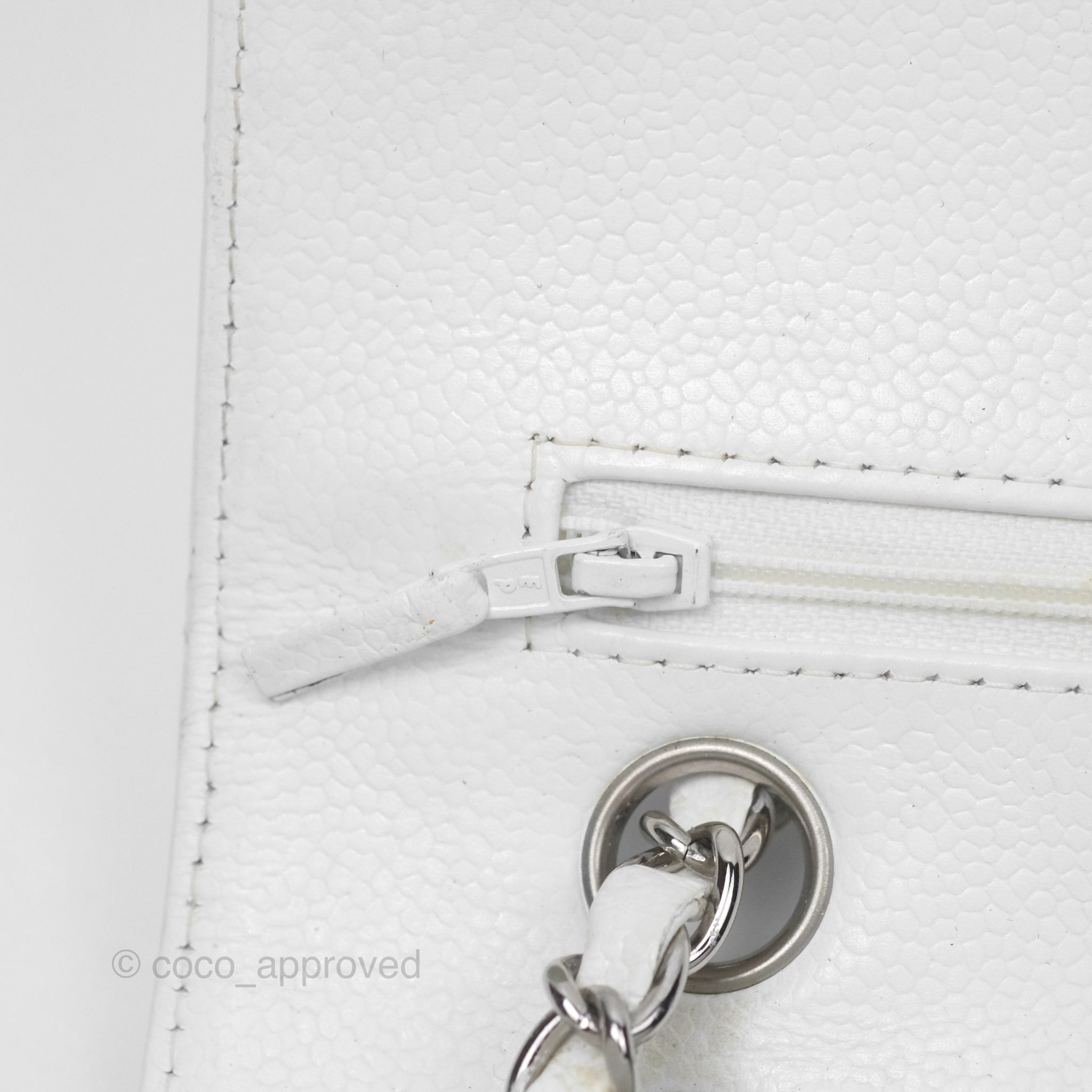 Chanel Classic Medium Double Flap Bag in White Caviar Leather with Silver Hardware - Luxury Handbag for Women, Perfect for Parties, Weddings & Everyday Elegance