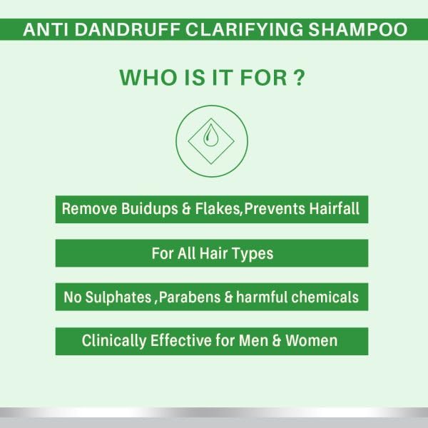Dermora Anti-Dandruff Clarifying Shampoo 300ml - Sulfate & Paraben Free with Tea Tree Oil, Zinc, Witch Hazel & Aloe Vera - Reduces Dandruff & Flakes, Soothes Itchy Scalp - Perfect for Daily Use & Sensitive Scalp Care