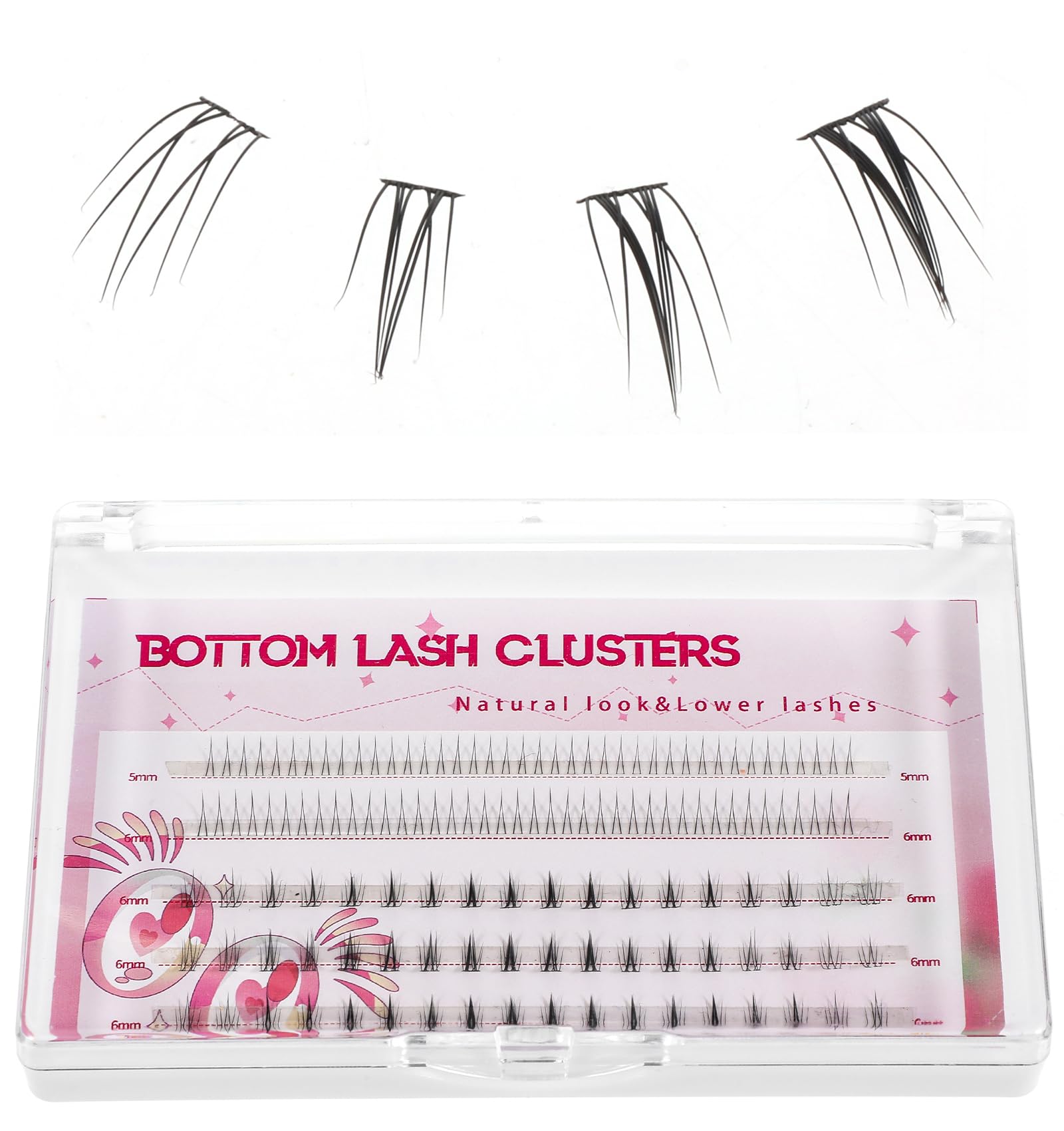 134 Pcs Individual Bottom Eyelashes with Invisible Flat Band - 2 Styles (5mm-6mm Matte Black) for Natural Look | Easy to Apply Lower Lash Clusters for Makeup Beginners | DIY Friendly False Eyelashes for Daily Wear, Parties & Special Occasions
