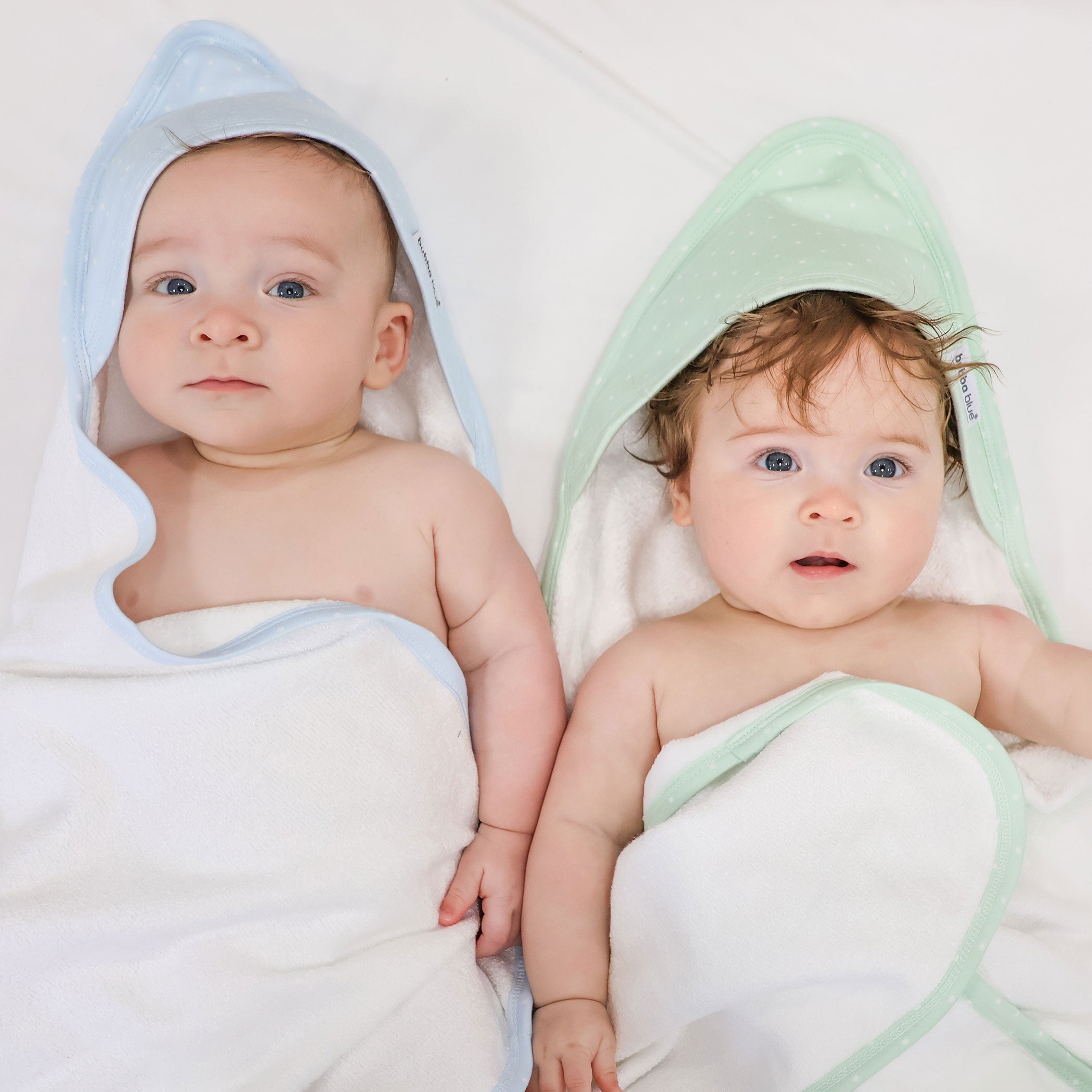 2-Pack Blue and Sage Hooded Towels for Kids - Soft and Absorbent Baby Bath Towels for Swimming, Beach, and Pool Use