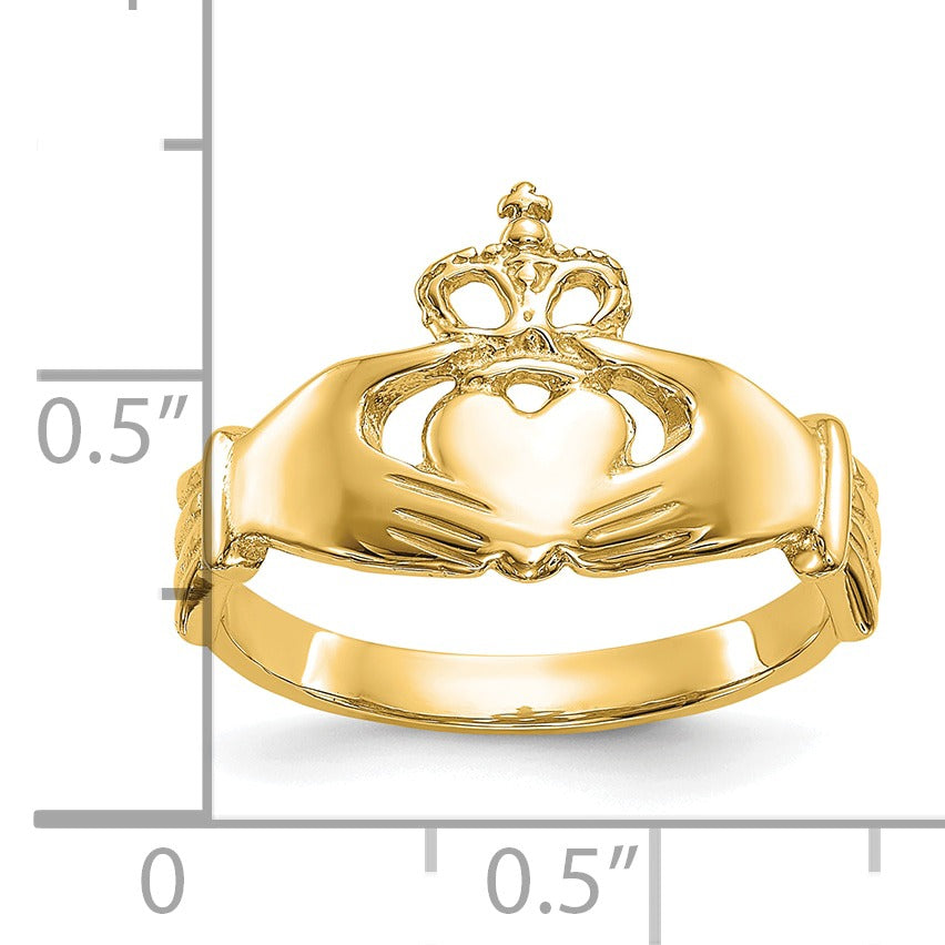 10K Yellow Gold Irish Claddagh Ring for Women - Authentic Celtic Love Friendship Loyalty Wedding Band - Perfect for Valentine's Day, Anniversary & Irish Heritage Gifts