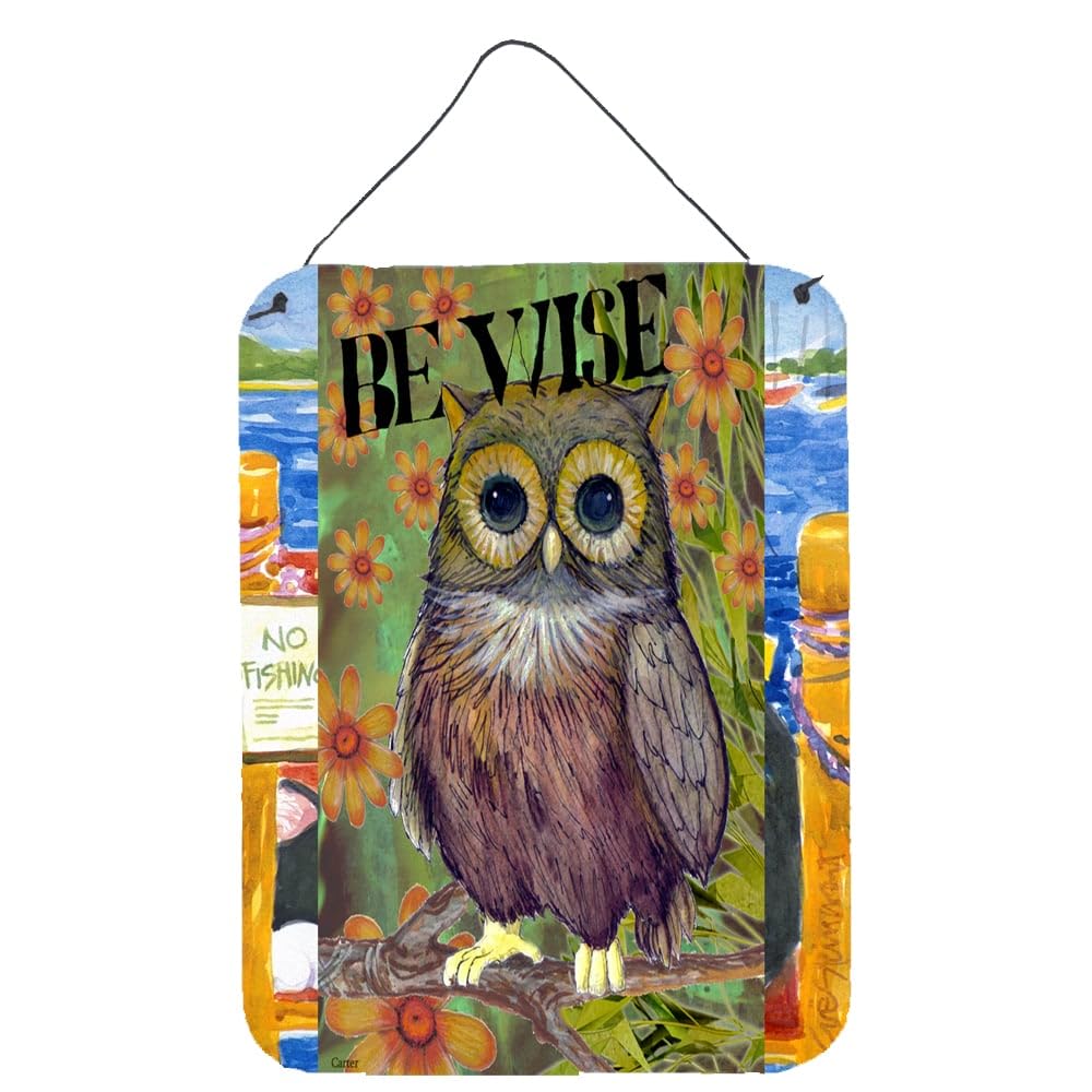 Be Wise Owl Metal Wall Art Sign - 12x16 Inch Aluminum Hanging Decor for Kitchen, Bar, Bathroom, Front Door - Multicolor Home Plaque - Perfect for Farmhouse, Rustic & Vintage Interior Design