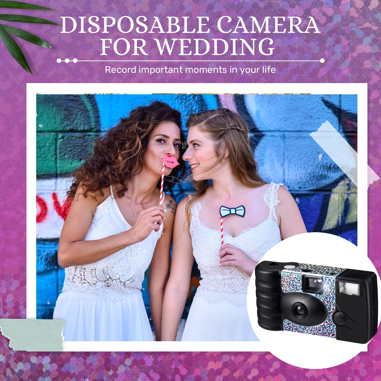 Treela 6 Pack Disposable Cameras for Weddings, Bachelorette Parties & Events - 35mm Single Use Flash Cameras Bulk for Birthday, Concert, Travel, Anniversary - Perfect Party Favors & Vacation Gifts (Rainbow Style) - Capture Memories at Weddings, Parties & Special Events