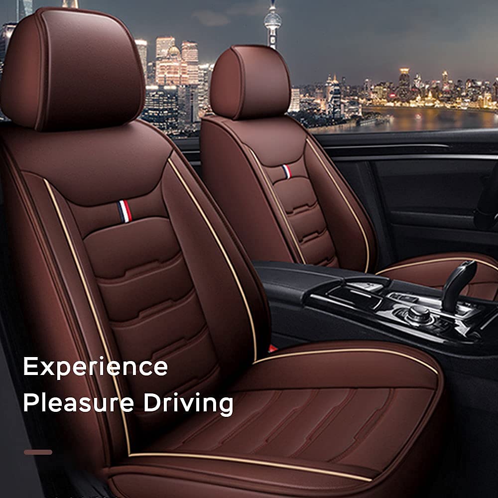 Luxury PU Leather Front & Rear Seat Covers for Dodge 300 & 300C - Comfortable, Durable & Wear-Resistant Brown Car Seat Protectors for Enhanced Driving Experience