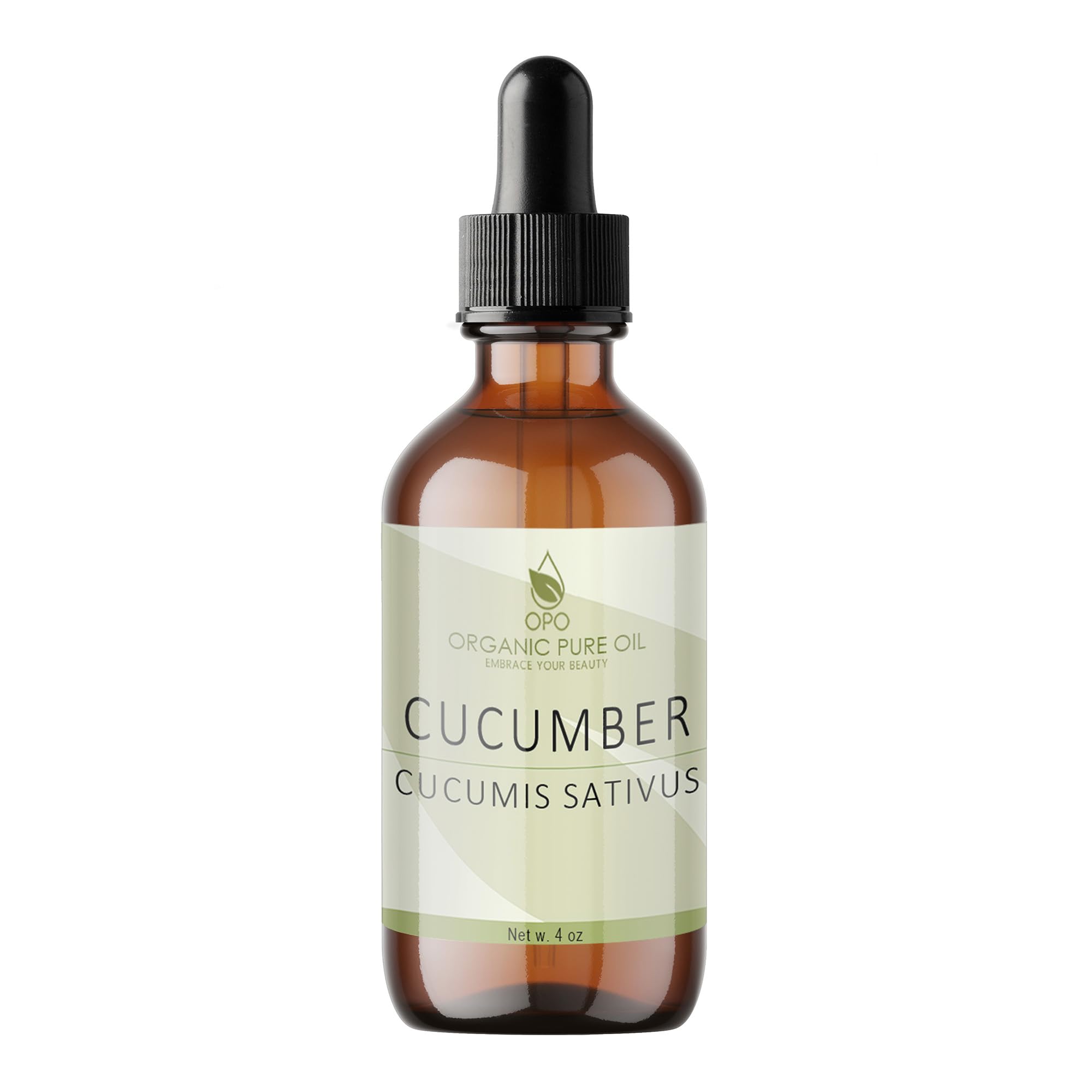 OPO Pure Cold Pressed Cucumber Seed Oil - 4 oz Glass Bottle with Dropper | Unrefined, Non-GMO, Vegan | Hydrating Moisturizer for Hair, Face, Skin, Body, Nails & Cuticles | Perfect for DIY Beauty, Massage & Aromatherapy