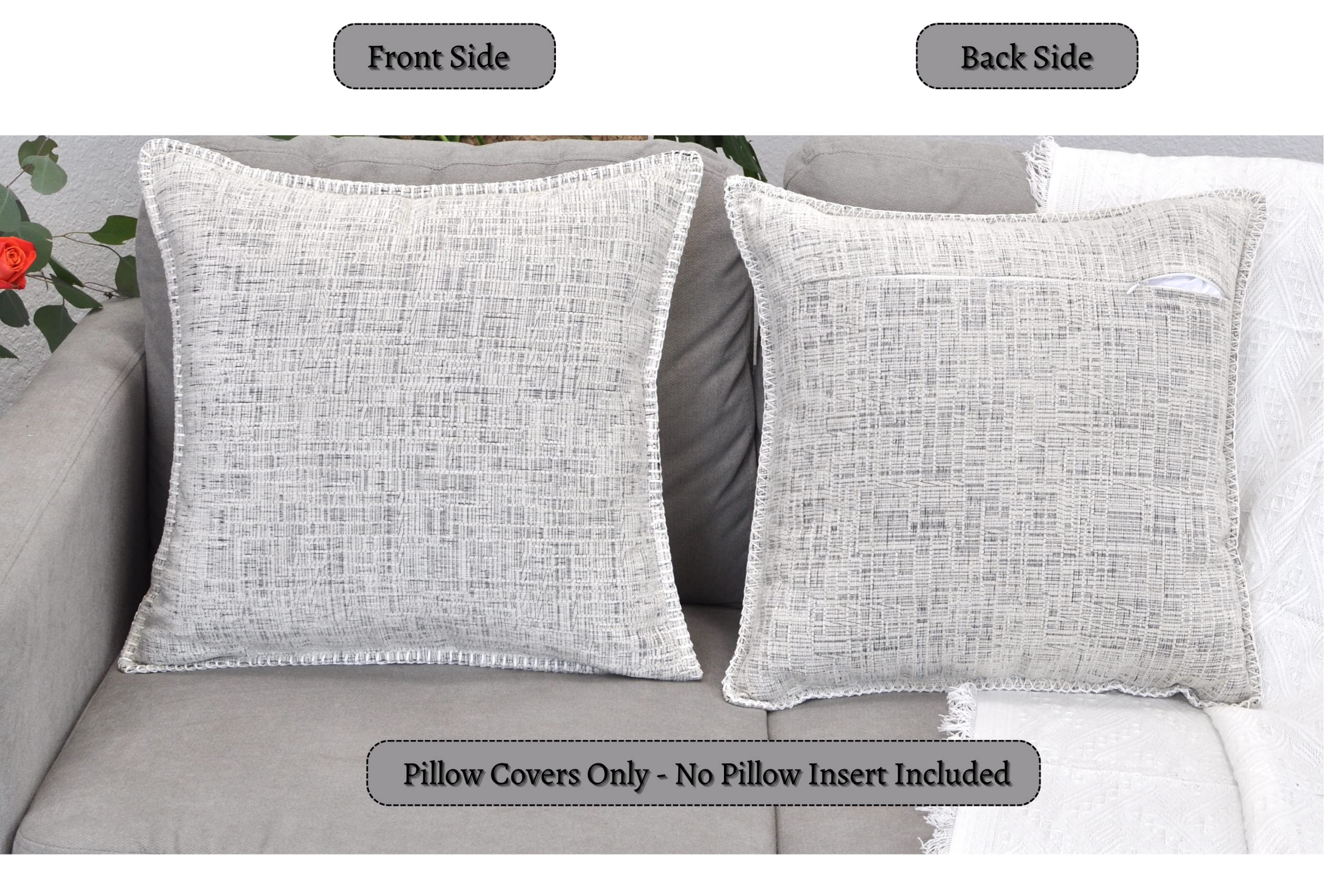 Premium 26x26 Inch Oversized Pillow Covers Set of 2 - Soft Cream White & Black Square Euro Shams for Couch, Sofa & Bed - Ultra Cozy Decorative Throw Pillow Cases for Living Room, Bedroom & Home Decor