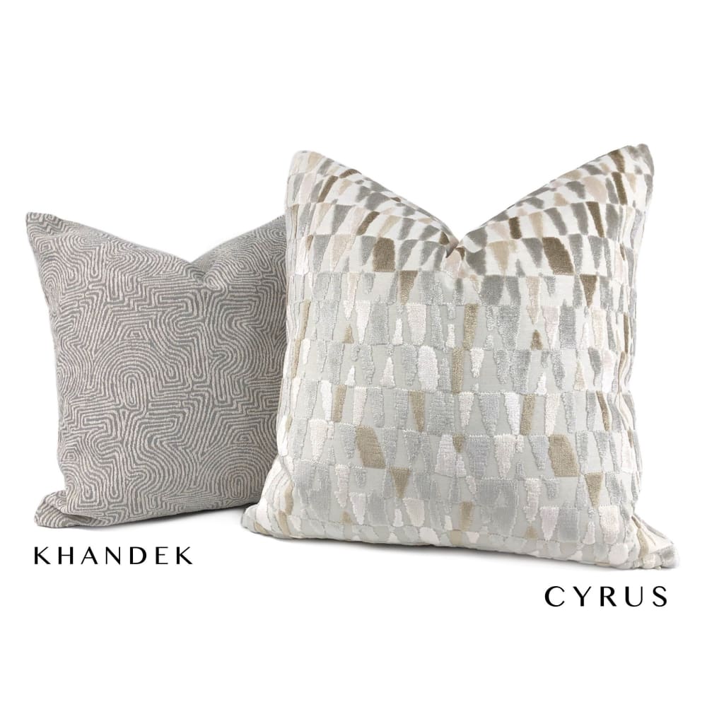 Luxury Cyrus I Gray Brown Velvet Pillow Cover - Soft Cream Velvet Fabric (Yard Available) - Perfect for Sofa, Bed & Home Decor