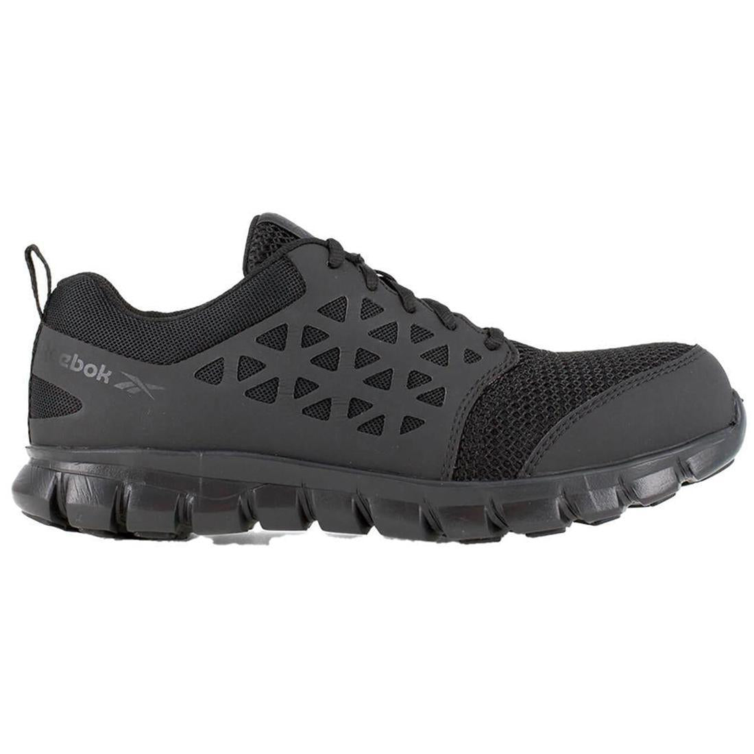 Sublite Cushion Composite Toe Puncture Resistant Work Shoes for Men - Black Safety Boots for Construction, Warehouse & Industrial Work