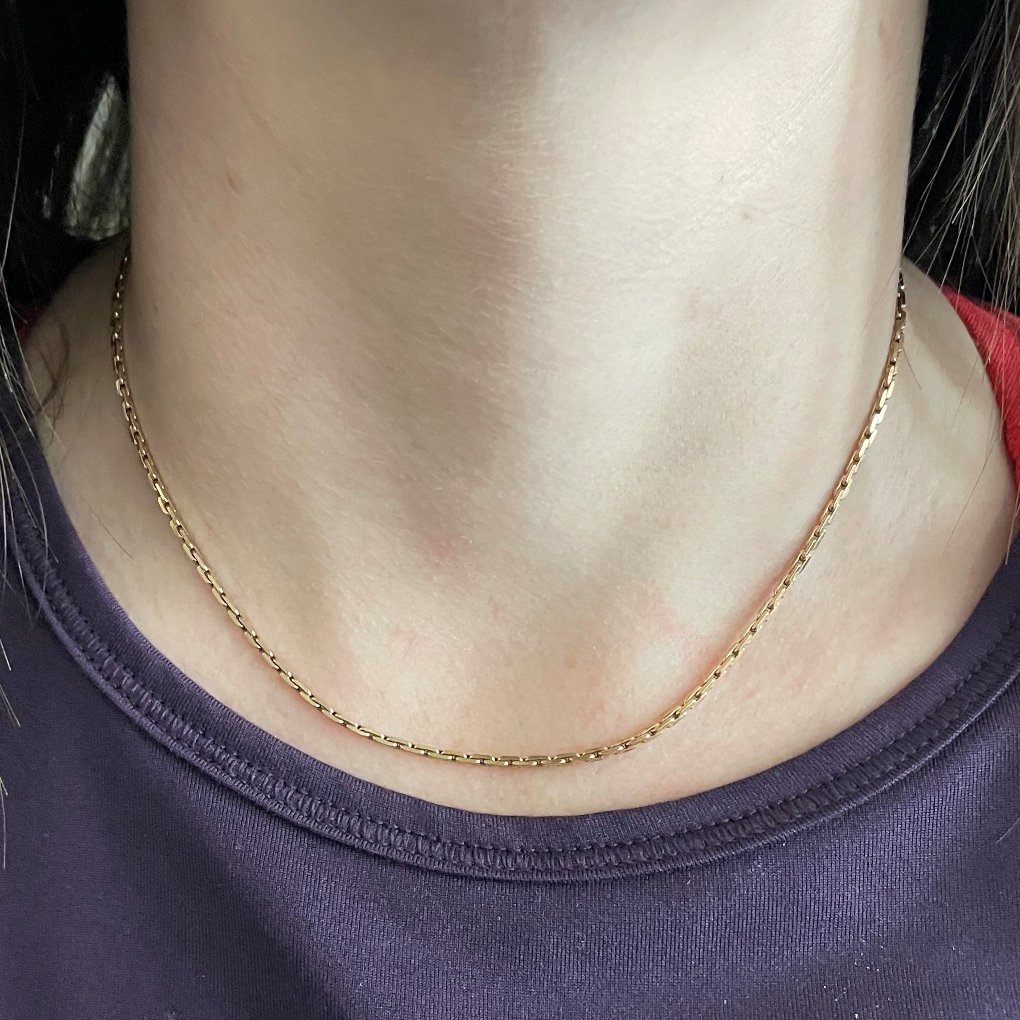 10K Yellow Gold Boston Link Chain Necklace - 15 Inch Classic Unisex Jewelry for Everyday Wear & Special Occasions